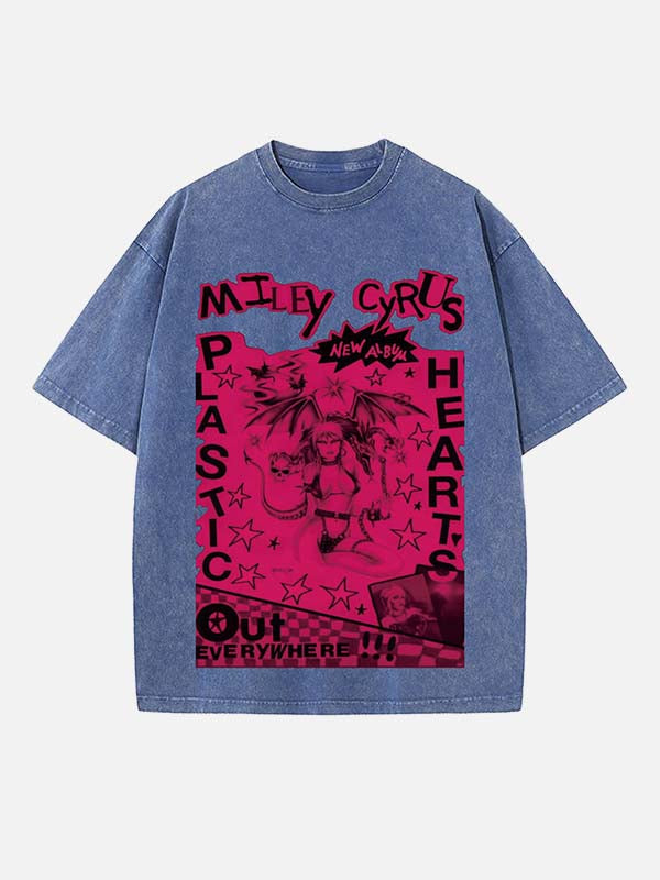 Miley Cyrus Print Round Neck T-shirt