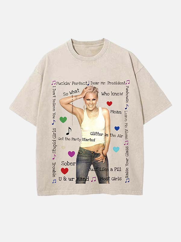 P!nk Print Round Neck T-shirt