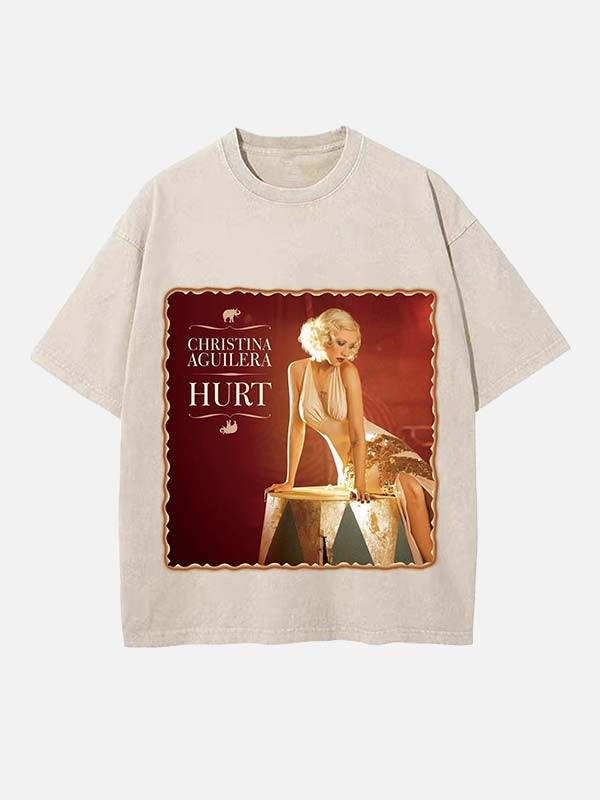 Christina Aguilera Print Round Neck T-shirt