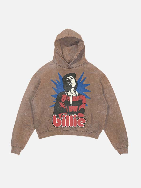 Billie Eilish Print Slant Pockets Hoodie