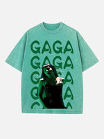 Lady Gaga Print Round Neck T-shirt
