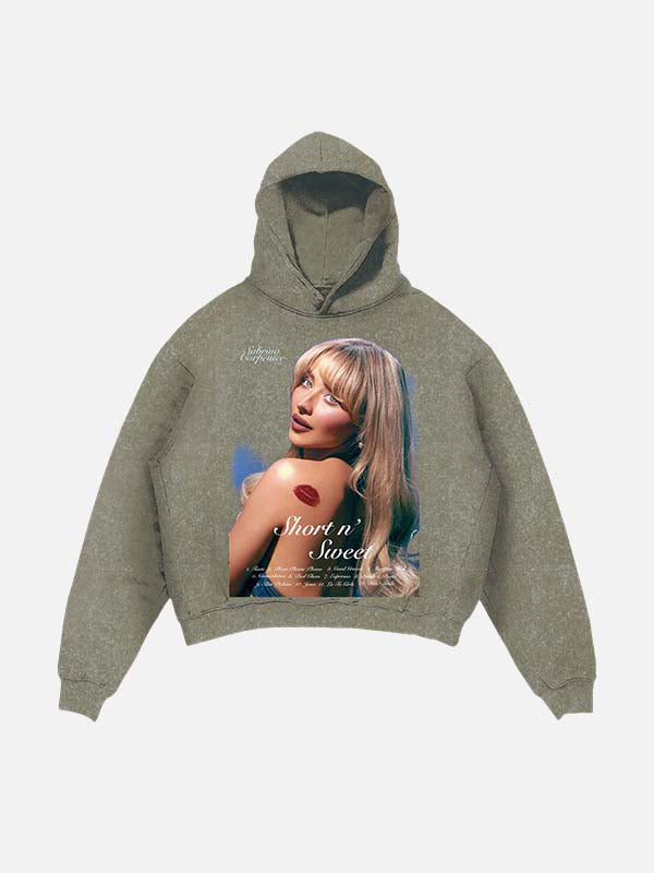 Sabrina Carpenter Print Slant Pockets Hoodie