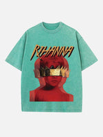 Rihanna Print Round Neck T-shirt