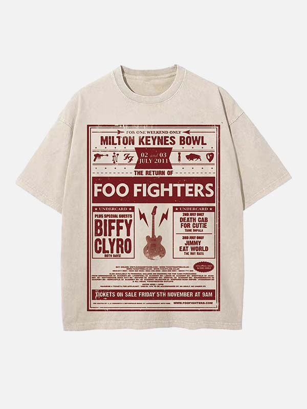 Foo Fighters Print Round Neck T-shirt