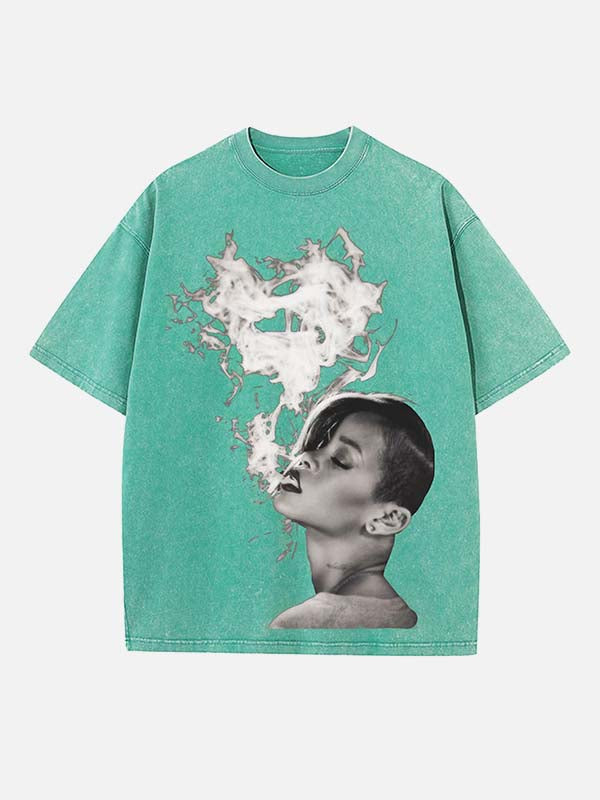 Rihanna Print Round Neck T-shirt