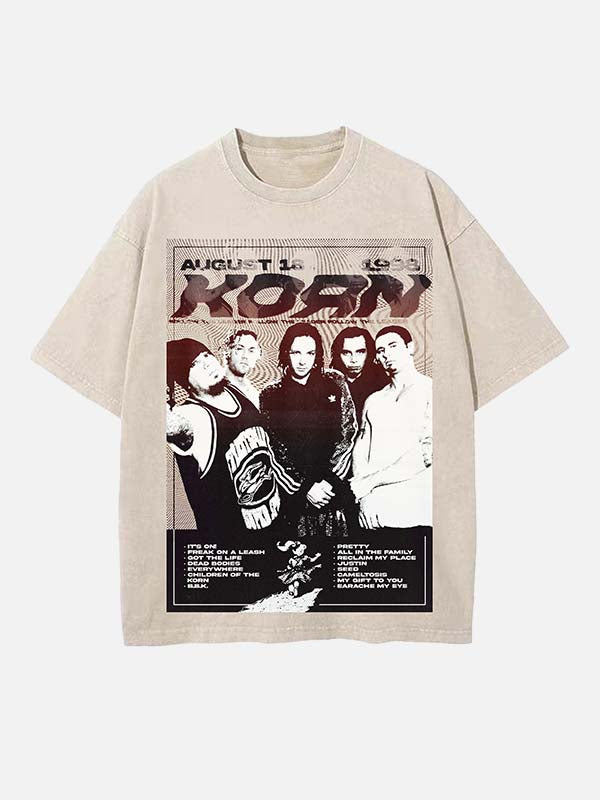 Korn Print Round Neck T-shirt