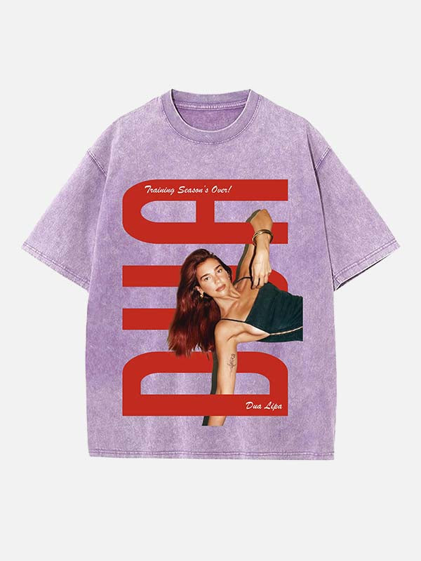 Dua Lipa Print Round Neck T-shirt