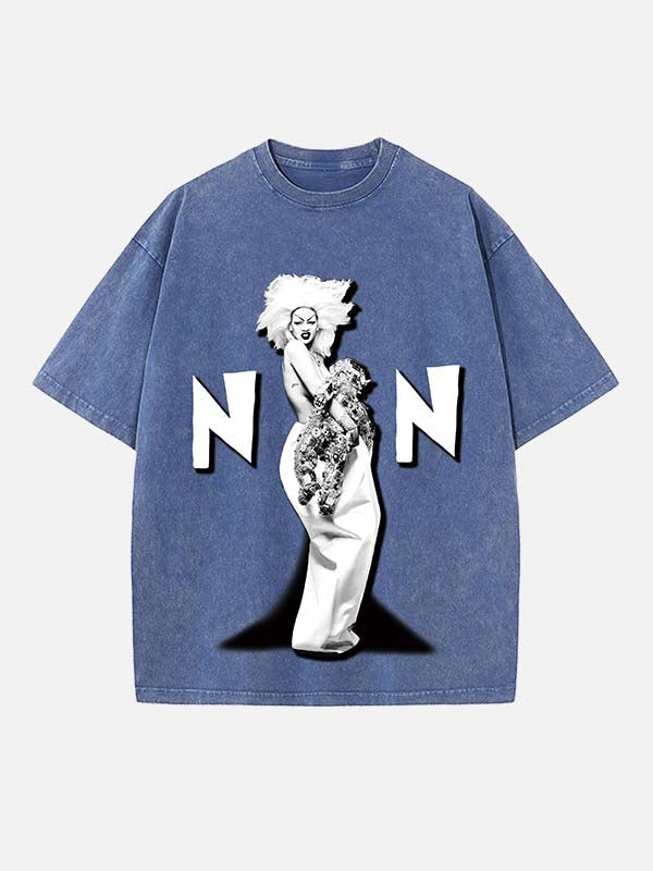 Rihanna Print Round Neck T-shirt