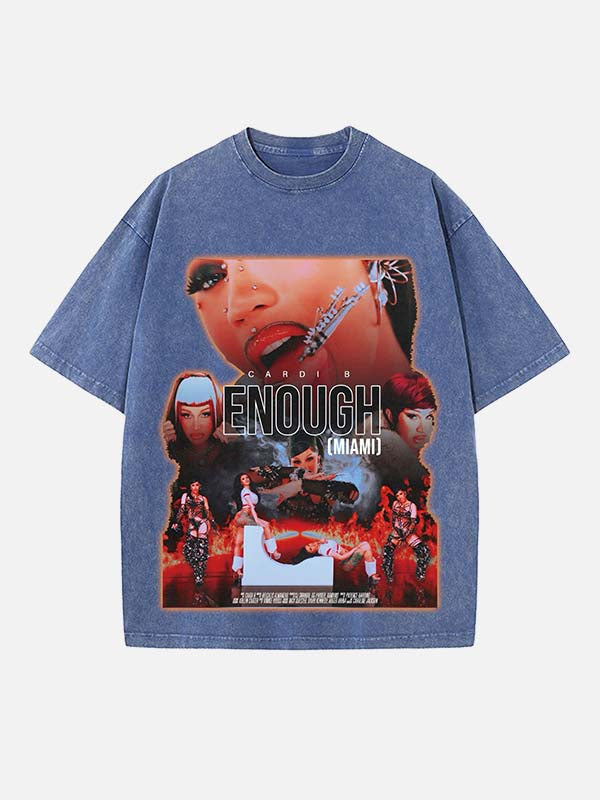 Cardi B Print Round Neck T-shirt