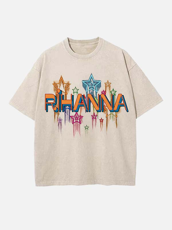 Rihanna Print Round Neck T-shirt
