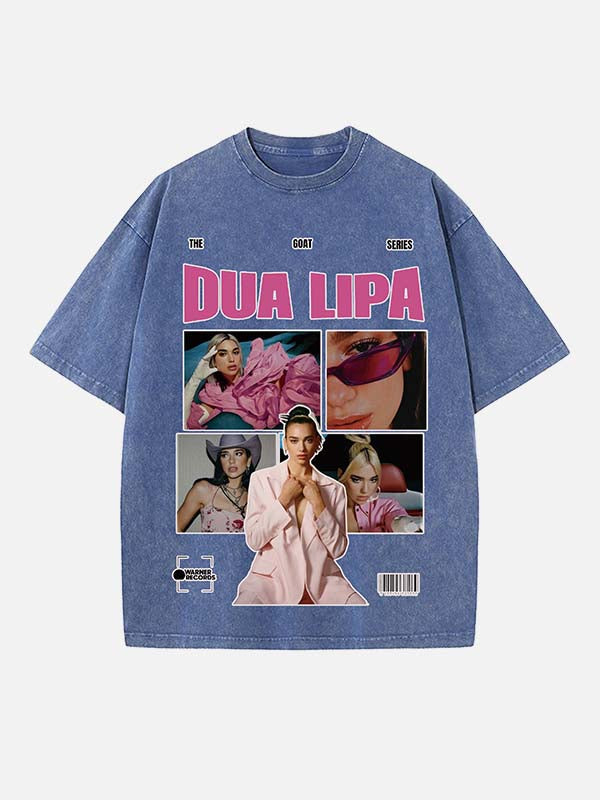 Dua Lipa Print Round Neck T-shirt