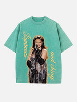 Rihanna Print Round Neck T-shirt