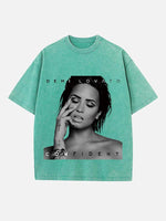 Demi Lovato Print Round Neck T-shirt