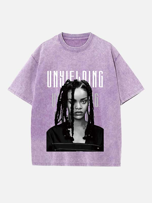Rihanna Print Round Neck T-shirt