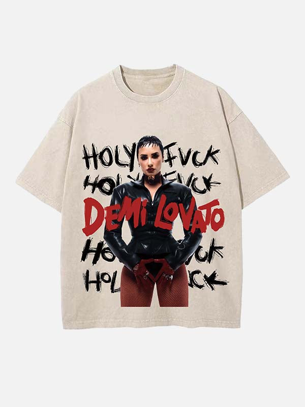 Demi Lovato Print Round Neck T-shirt