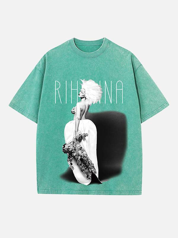 Rihanna Print Round Neck T-shirt