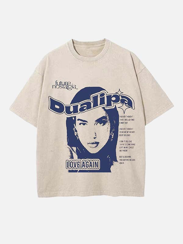Dua Lipa Print Round Neck T-shirt