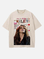 Miley Cyrus Print Round Neck T-shirt