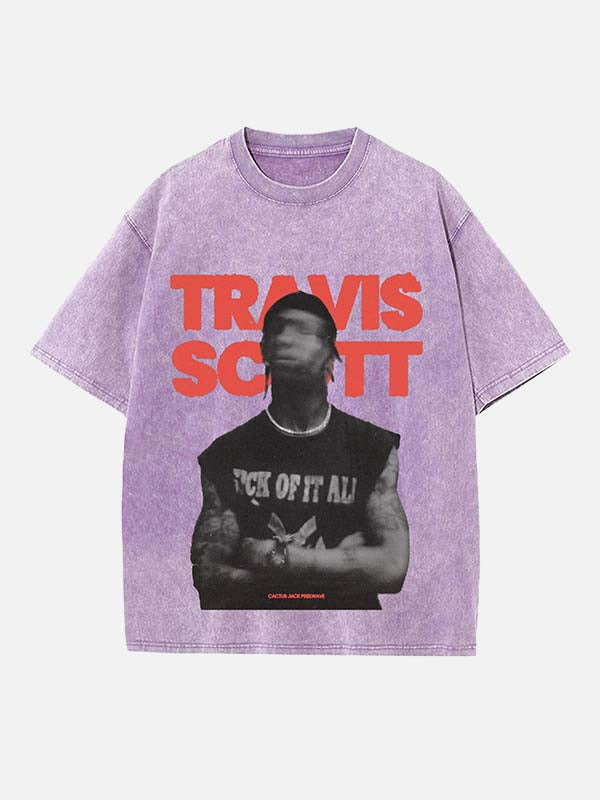 Travis Scott Print Round Neck T-shirt