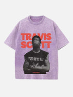 Travis Scott Print Round Neck T-shirt