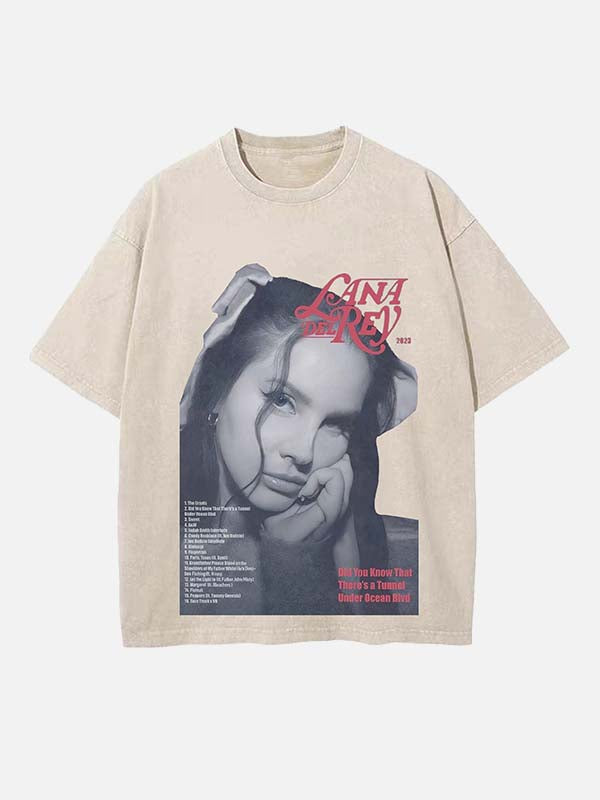 Lana Del Rey Print Round Neck T-shirt