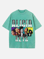 Alicia Keys Print Round Neck T-shirt