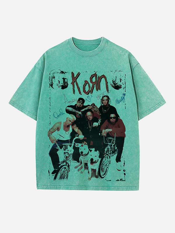 Korn Print Round Neck T-shirt
