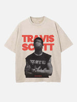 Travis Scott Print Round Neck T-shirt