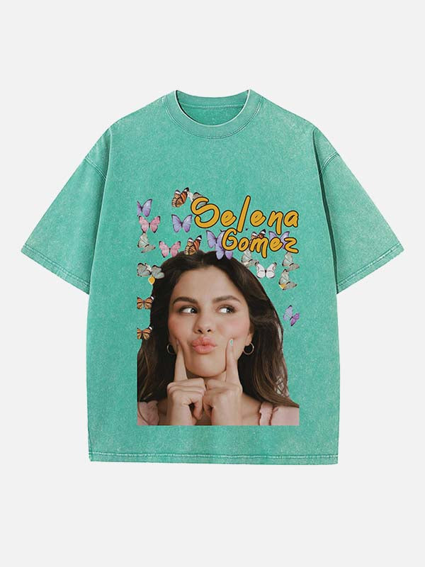 Selena Gomez Print Round Neck T-shirt