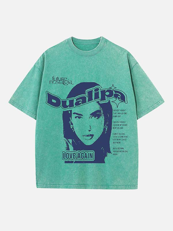 Dua Lipa Print Round Neck T-shirt