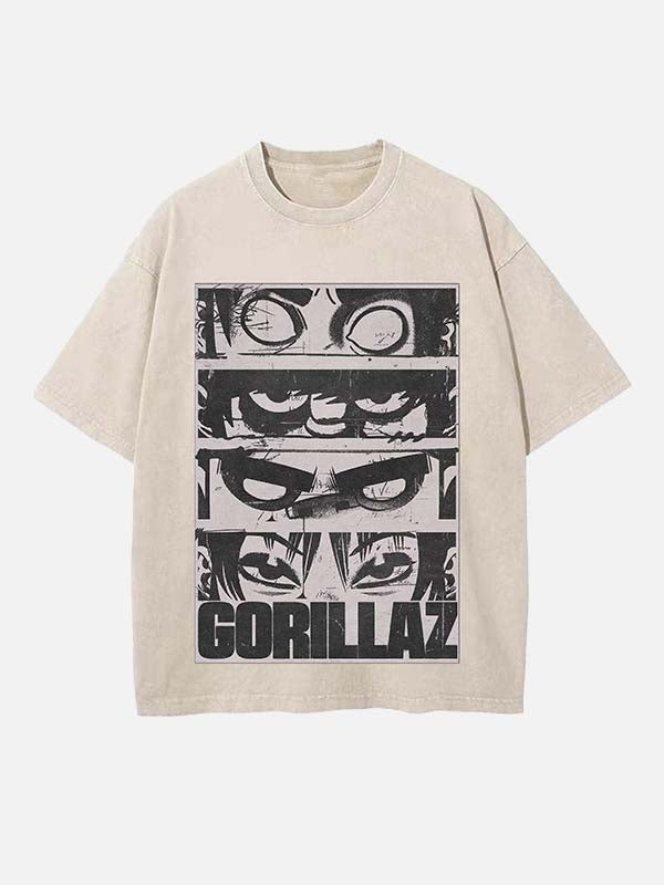 Gorillaz Print Round Neck T-shirt