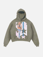 Britney Spears Print Slant Pockets Hoodie