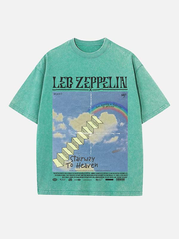 Led Zeppelin Print Round Neck T-shirt