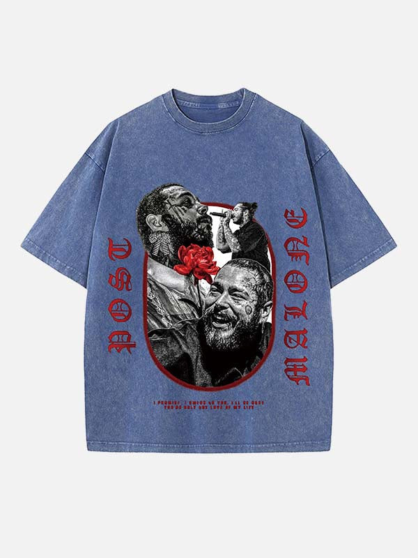 Post Malone Print Round Neck T-shirt