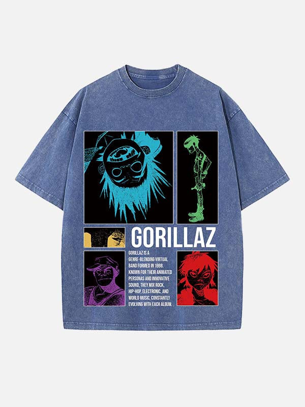 Gorillaz Print Round Neck T-shirt