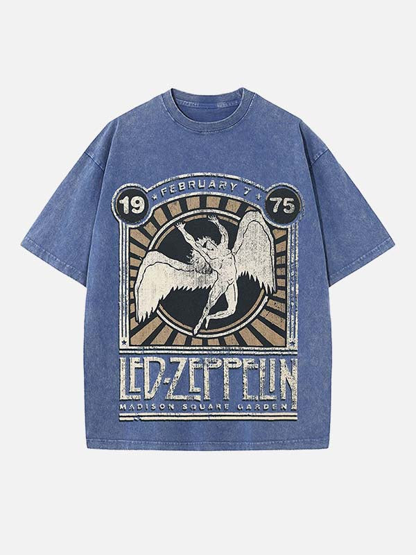 Led Zeppelin Print Round Neck T-shirt