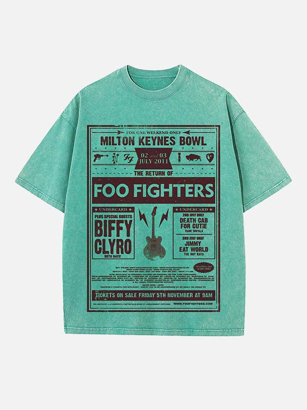 Foo Fighters Print Round Neck T-shirt