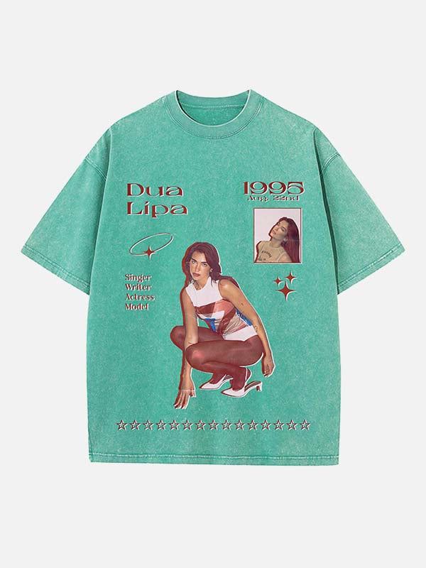 Dua Lipa Print Round Neck T-shirt