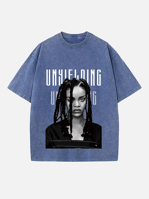 Rihanna Print Round Neck T-shirt