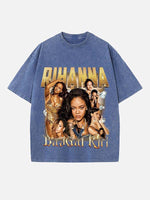 Rihanna Print Round Neck T-shirt