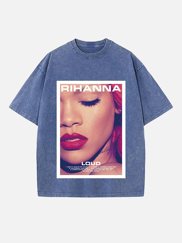 Rihanna Print Round Neck T-shirt