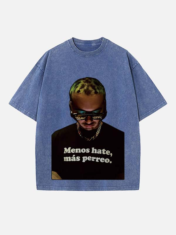 J Balvin Print Round Neck T-shirt