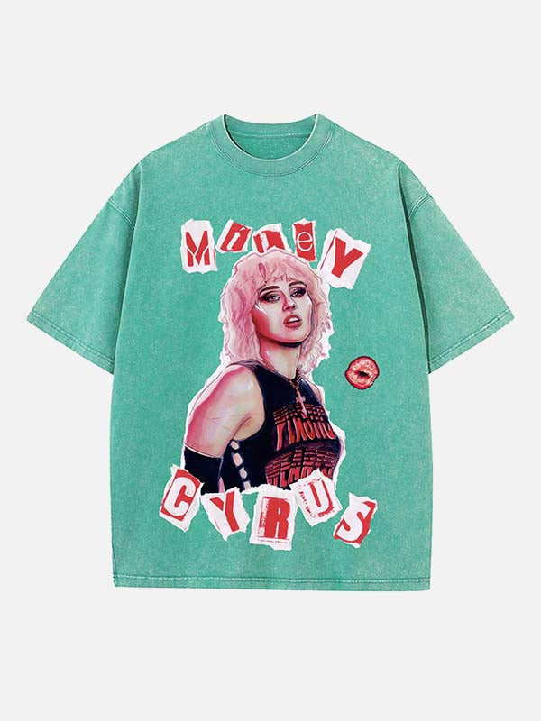 Miley Cyrus Print Round Neck T-shirt