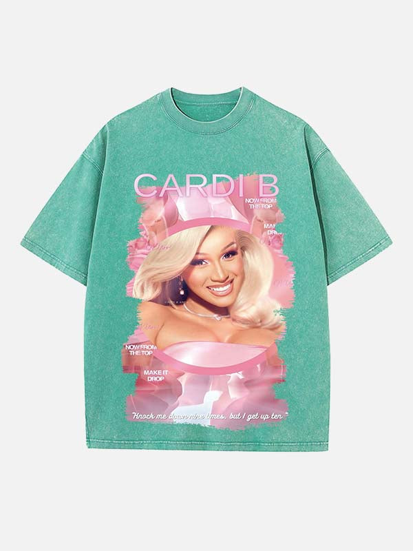 Cardi B Print Round Neck T-shirt