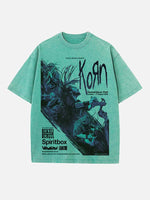 Korn Print Round Neck T-shirt
