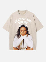 Rihanna Print Round Neck T-shirt