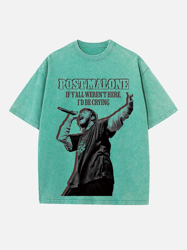 Post Malone Print Round Neck T-shirt