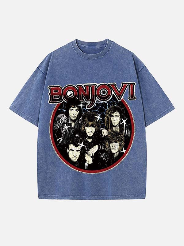 Bon Jovi Print Round Neck T-shirt