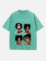 Rihanna Print Round Neck T-shirt