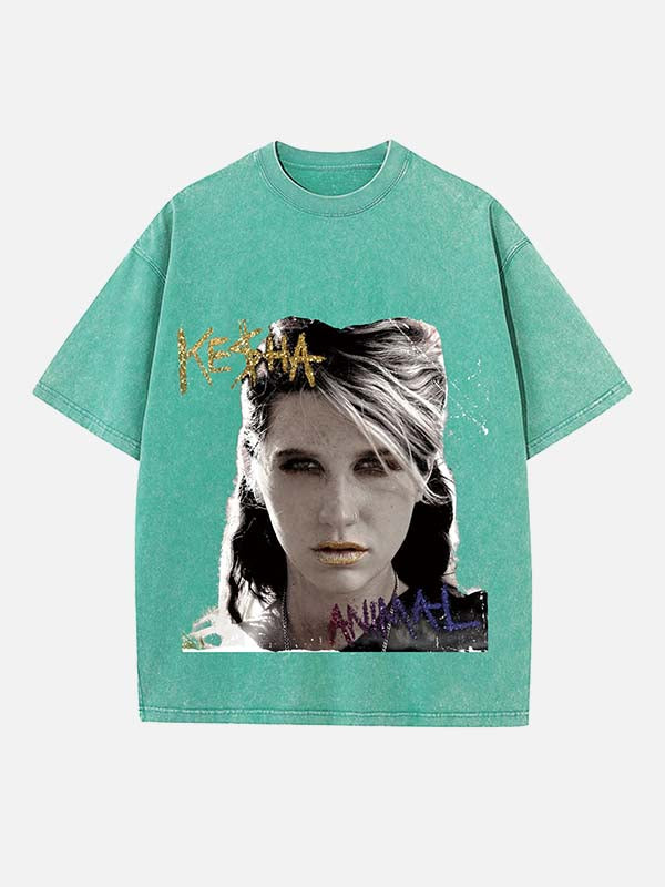 Kesha Print Round Neck T-shirt